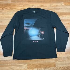 PINK Official Pink Tour Merchandise Black Heavyweight Longsleeve Tee Sz XL